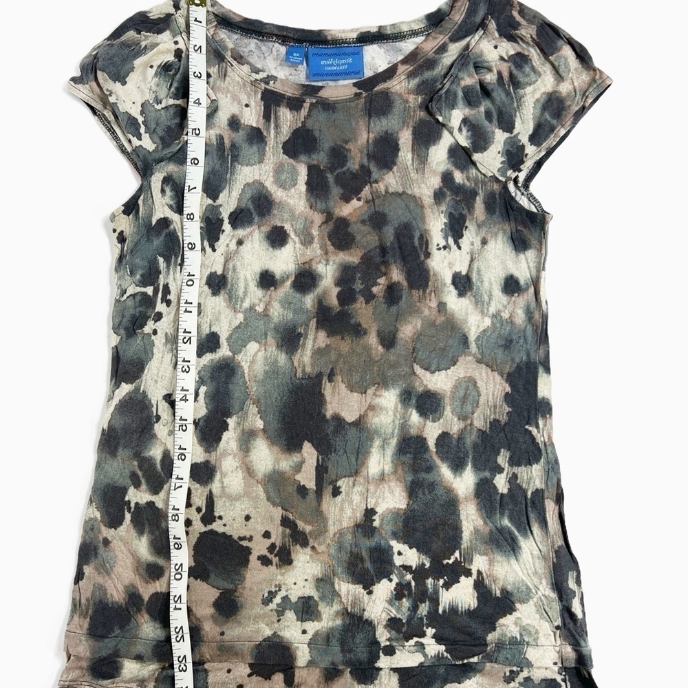 Vera Wang Simply Vera Flutter Sleeve Muted Blue Cream Top Womens size XS - Picture 4 of 8